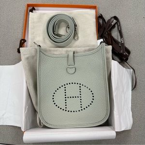 SOLD NIB Hermes Evelyne 16 TPM Clemence Calfskin in Gris Neve